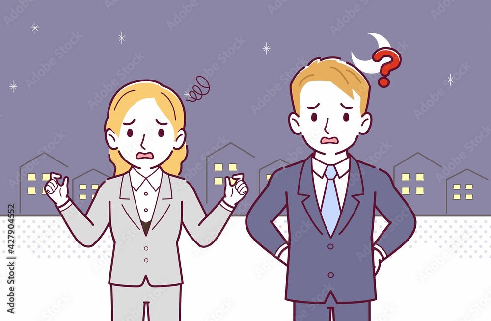 ブロンドヘアのビジネスマン男女