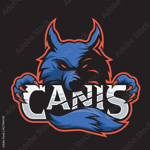 Angry wolf esports logo design. A wolf with sharp claws. Mascot design