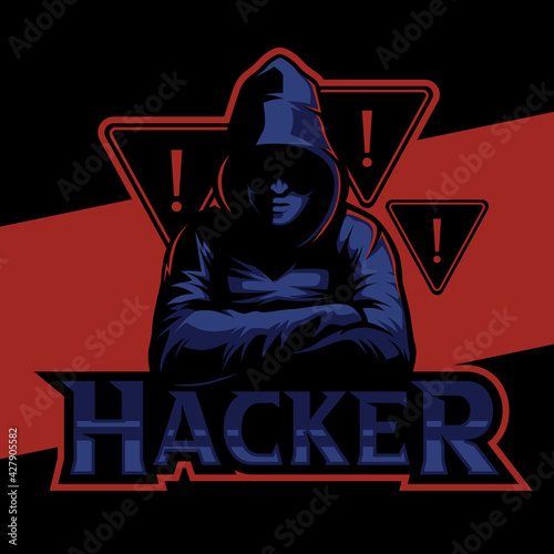 hacker esports logo design. illustration of cyber hacker mascot design. Mascot design