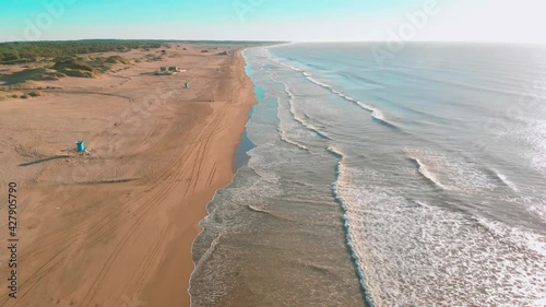 4k beach on the coast. costa argentina. playa argentina. pinamar. buenos aires. playa