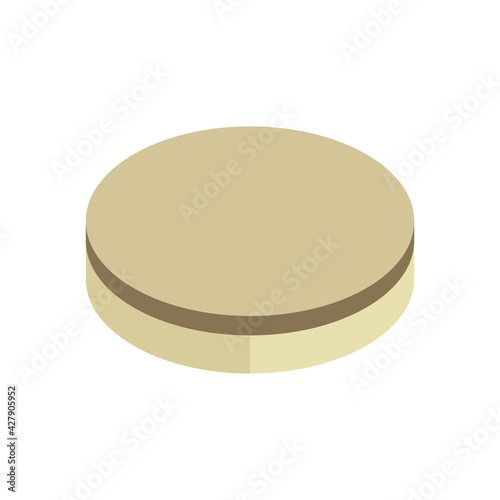 Round brick or block vector icon. That stone, rock or concrete for landscape by paving in outdoor, park, yard or garden to create pavement floor, path, walkway or pathway. Also for sidewalk or road. © DifferR