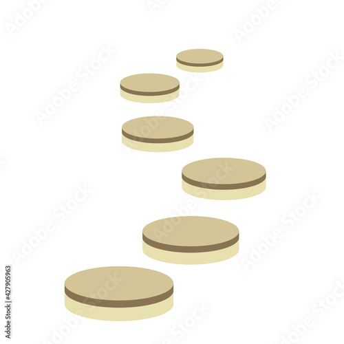 Round brick or block vector icon. That stone, rock or concrete for landscape by paving in outdoor, park, yard or garden to create pavement floor, path, walkway or pathway. Also for sidewalk or road.