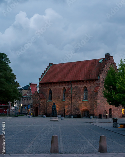 A medieval brick building during a late summer evening in Lund Sweden © Michael Persson