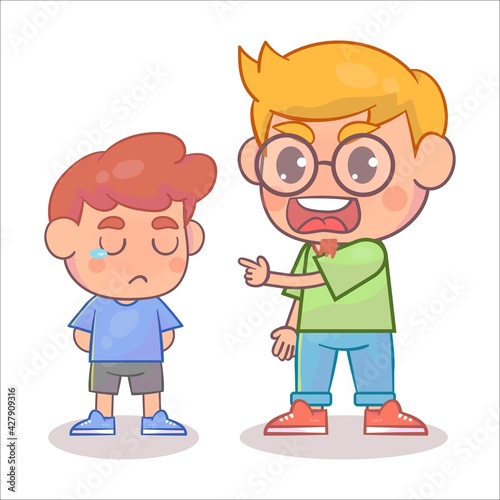 Angry parent with kid cry Premium Vector
