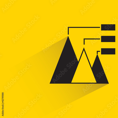 pyramid chart with shadow on yellow background