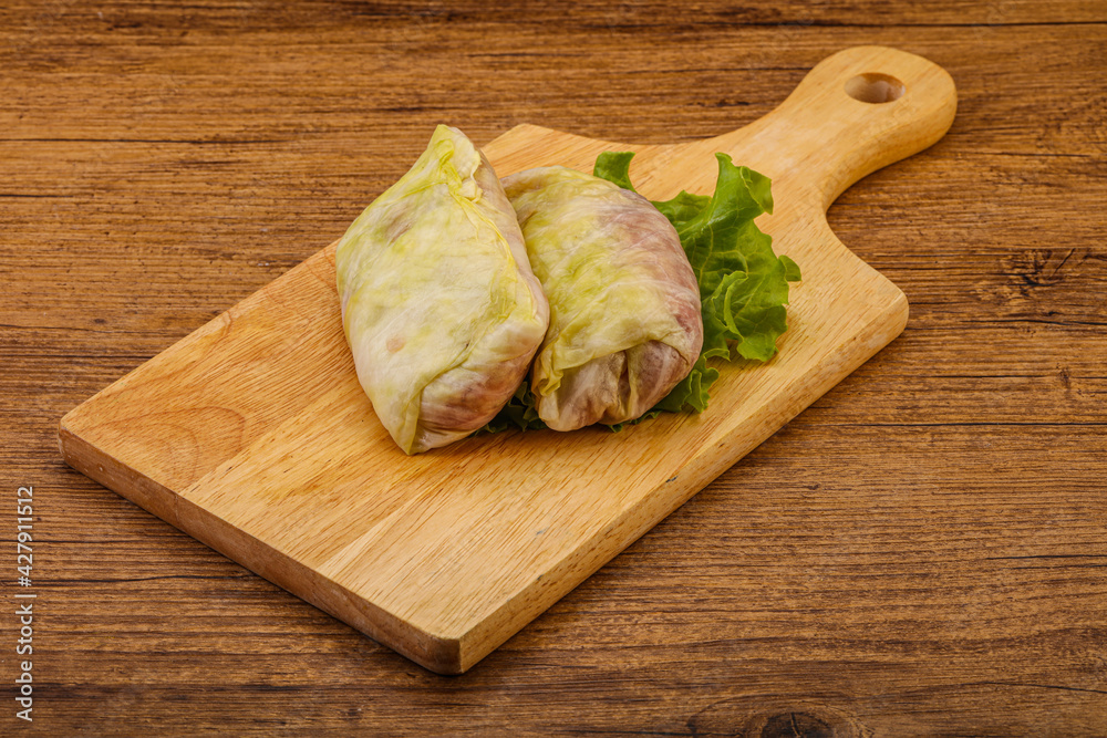 Homemade raw stuffed cabbage with meat