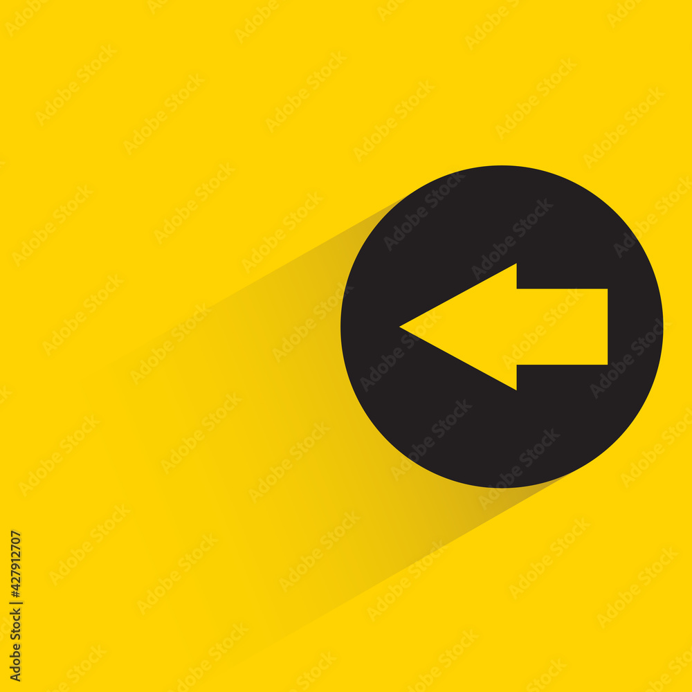 left side arrow with shadow on yellow background