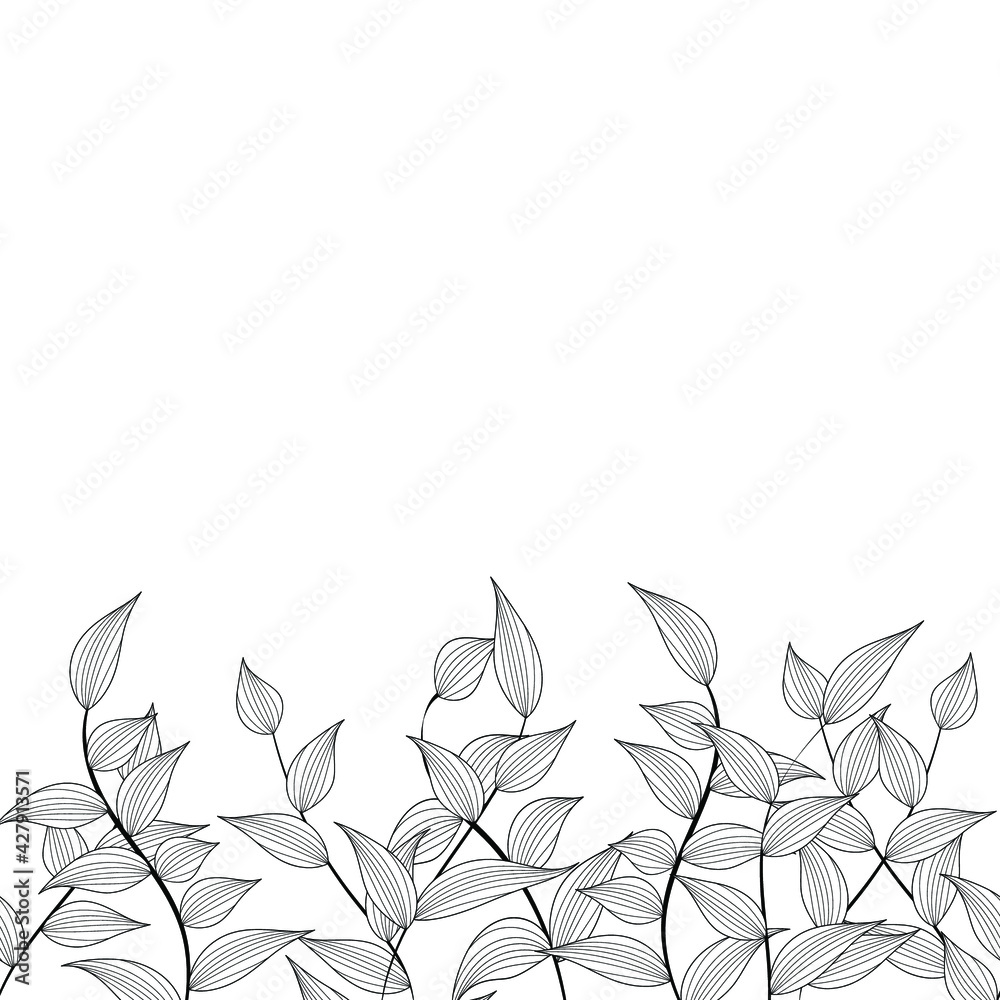 Elegant black and white floral seamless bordure with tree branches. Vector organic background. Elegant black and white floral seamless bordure with tree branches. Vector organic background.