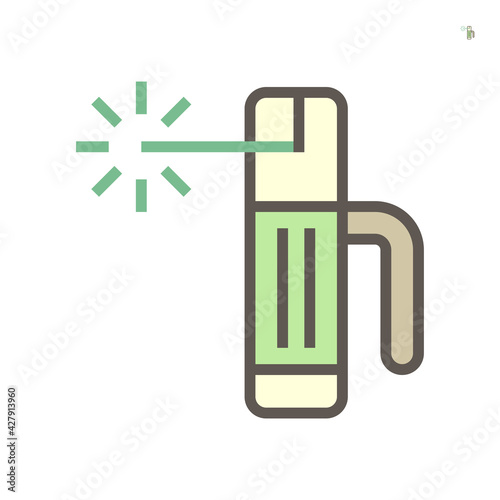 Welding electrode holder vector icon. Also called rod stick. Use to hold coated electrode and connect to engine driven welder by cable for arc welding process to join metal by heat from electricity.