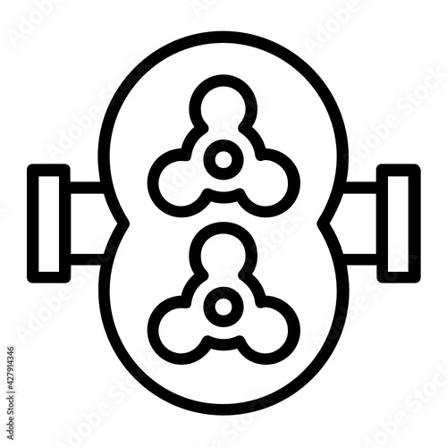 Lobe pump Concept, Rotary internals Vector Icon Design, fluid and gravity direct lift Pump Symbol on White background, Electrical energy into hydraulic energy machine converter stock illustration