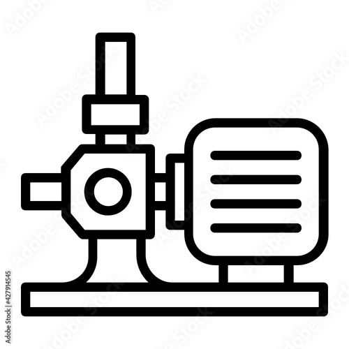Irrigation water pump icon. Device is infrastructure or agricultural machinery that power by engine with diesel or petrol energy. Use for pump water from source to watering crop and plant in farm.