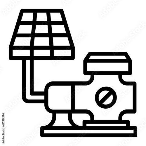 Solar Powered Water Pump for Agriculture Concept Vector Icon Design, fluid and gravity direct lift Pump Symbol on White background, Electrical energy into hydraulic energy machine converter stock illu
