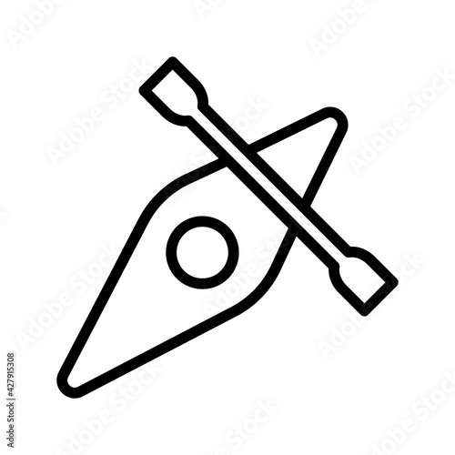 Kayaking flat line icon. Kayak, canoe, water extreme sport, river rafting vector illustration. Outline signs for website design, logo, app, and store