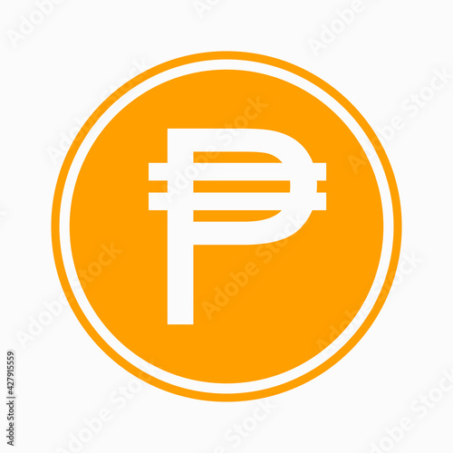 Philippine peso icon. Philippine currency symbol. Vector illustration. Coin symbol.