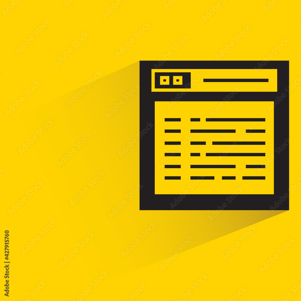 web browser and code with shadow on yellow background web browser and code with shadow on yellow background