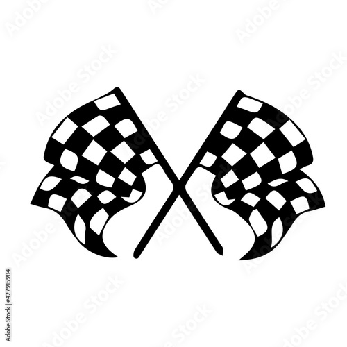 Checkered Racing Flag Starting Auto And Sport Car Competition Victory Sign Finishing Winner Rally Flat Illustration Graphic