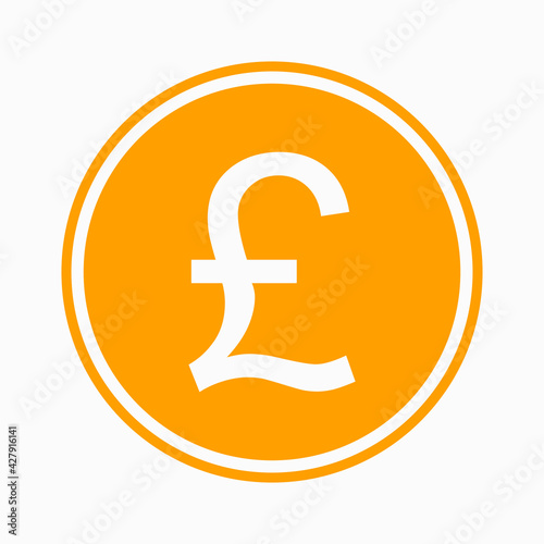 Pound icon. British currency symbol. Vector illustration. Coin symbol.