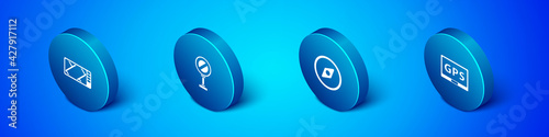 Set Isometric Gps device with map, Compass, and Stop sign icon. Vector