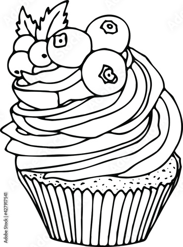 Vector illustration of a cupcake.