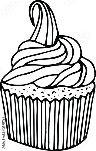 Vector illustration of a cupcake.