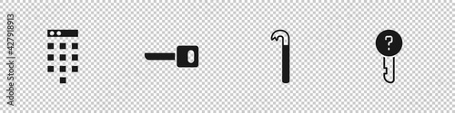 Set Password protection, Key, Crowbar and Undefined key icon. Vector