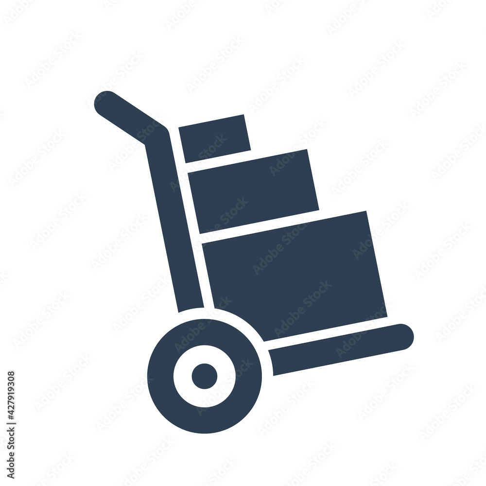 Metal Hand Truck icon. Hand Truck with side view symbol style. Flat and solid color vector illustration. Metal Hand Truck icon. Hand Truck with side view symbol style. Flat and solid color vector illustration.