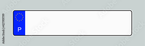 The license plate of Portugal. Vehicle registration plates frame vector isolated. Portuguese car number plate template.