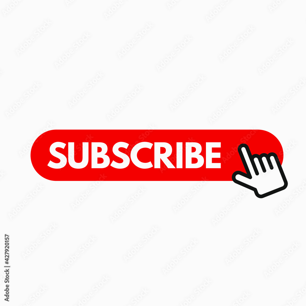 Subscription vector illustration with cursor arrow and click button. Hand clicking on subscribe icon. Subscription vector illustration with cursor arrow and click button. Hand clicking on subscribe icon.