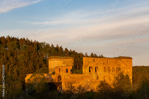 Ruins of Krakovec castle in Central Bohemia, Czech Republic photo