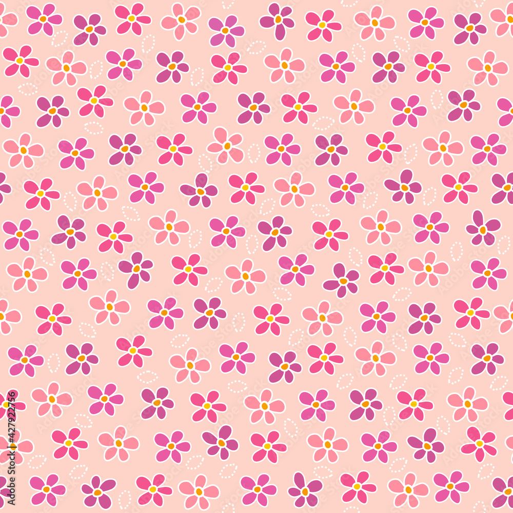 Vektor Blumen Rosa Pink - Endlos Muster - Seamless Pattern - nahtlos