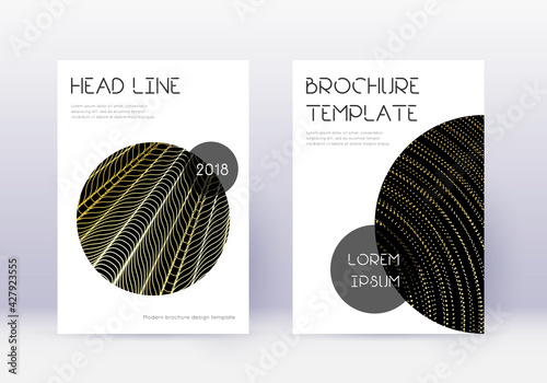 Trendy cover design template set. Gold abstract li