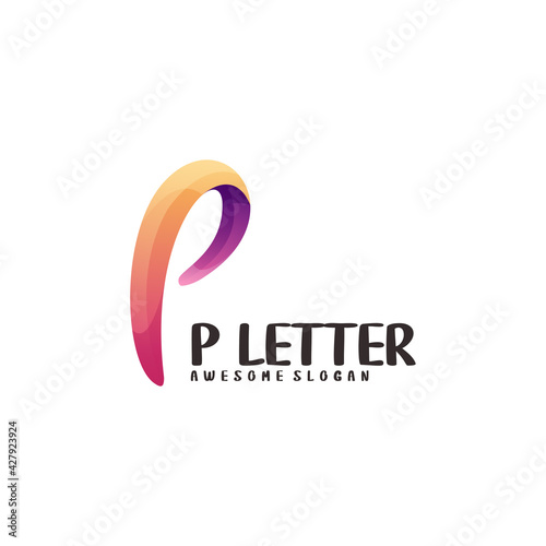 Letter p logo colorful abstract gradient vector design