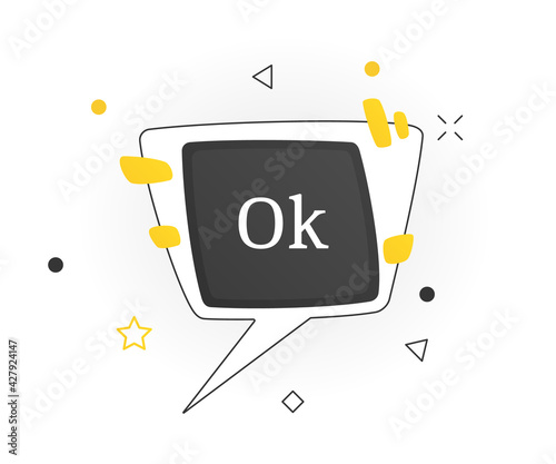 Interesting facts bubble symbol. Banner or sicker with word ok. Social media faq banner with speech bubble. Vector illustration on white background