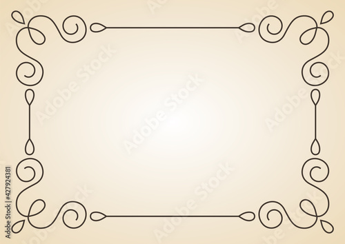 Decorative frame. Vintage calligraphic antique border. Ornate calligraph rectangle frame. Filigree line ornament for framed certificate template © designer_things