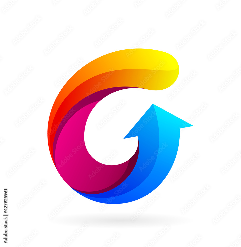 g logo arrow up symbol