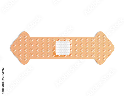 Medical plaster. Adhesive bandage or sticking plaster. Medical band aids protection patch for first aid. Protection and care. Vector cartoon plaster on white background