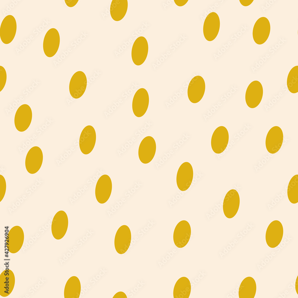 Oval spots. Polka dot fabric. An infinite number of yellow dots. Seamless pink pattern for textiles, paper, packaging, curtains, pillows, bedspreads, bed linen. Actual colors. Vector graphics.
Oval spots. Polka dot fabric. An infinite number of yellow dots. Seamless pink pattern for textiles, paper, packaging, curtains, pillows, bedspreads, bed linen. Actual colors. Vector graphics.