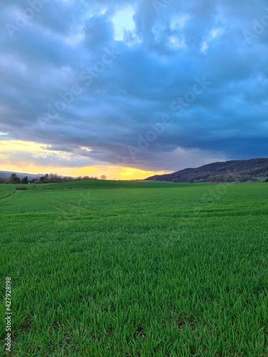 Country landscape in sunshine in Germany