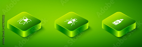Set Isometric Ant  Spray against insects and Cockroach icon. Vector
