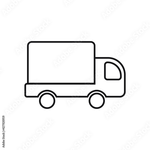 vector drawing image symbol car, truck, vehicle, delivery icon black on white background
