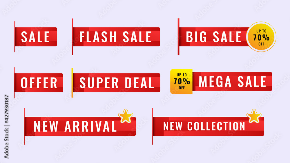 Sale sticker label tag collection template. Set label promotion banner. Vector illustration.
