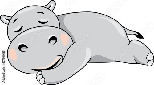 Cute sleeping hippo
