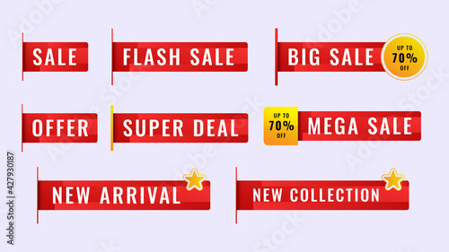 Sale sticker label tag collection template. Set label promotion banner. Vector illustration.