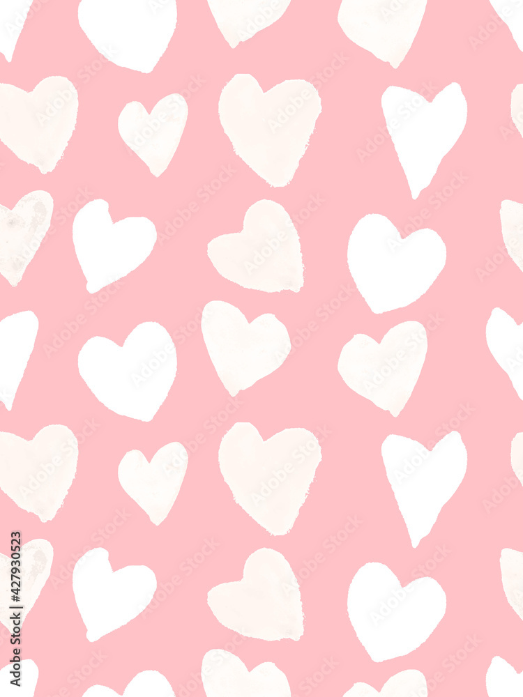 Pink watercolor heart pattern