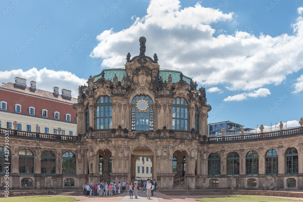 The Zwinger, a palatial complex in the baroque style in Dresden, Germany. Wall pavilion. Travel photo