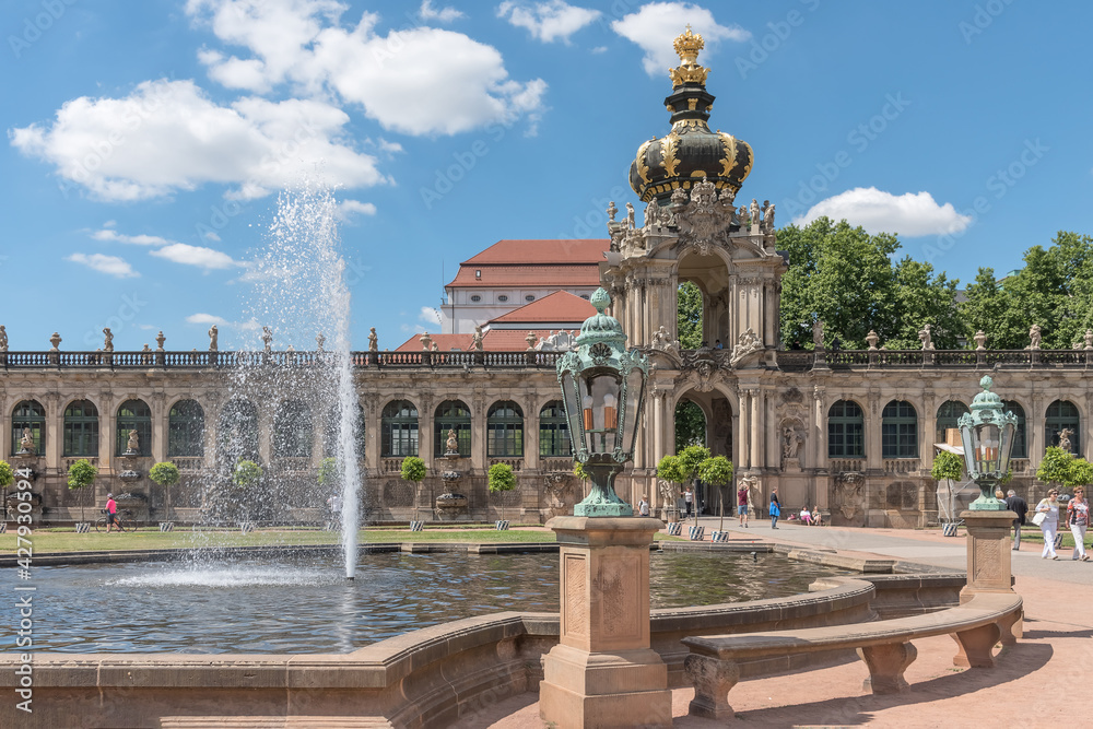 The Zwinger, a palatial complex in the baroque style in Dresden, Germany, a popular landmark and unique masterpiece