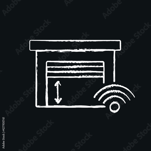 Garage control chalk icon. Smart house. Thin line customizable illustration. Contour symbol. Vector isolated outline drawing.