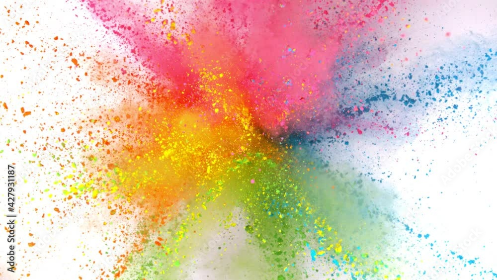 Super Slow Motion Shot of Color Powder Explosion Isolated on White Background at 1000fps.