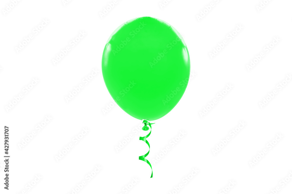 Grüner Luftballon isoliert auf weißen Hintergrund