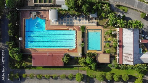Top down aerial view of a Swimming Pool 
